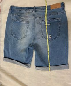 NOISY MAY Distressed Denim Knee Length Shorts