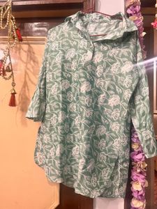 Green Floral Print Kurta with Palazzo Pants