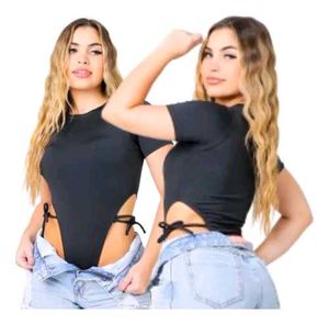 Lace-up Side Teddy Sexy Black Bodysuit