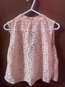 BRAND NEW WOMEN PEACH COLOURED SELF DESIGN TOP