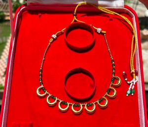 Gold Plated Necklace with Green Beads