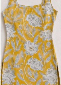Yellow Floral Print Kurta Top