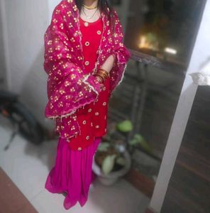 Urgent Sell  RED MIRROR EMBELLISHED KURTA
