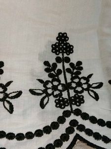 Elegant Black and White Embroidered Cord Set