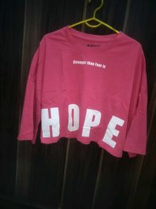Pink Cropped T-Shirt with Graphic Print