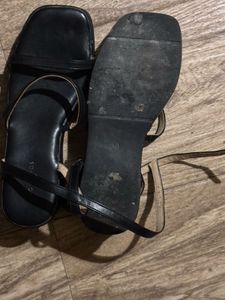 Black Strappy Square Toe Sandals