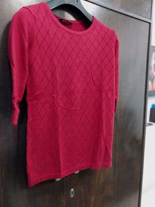 Maroon Sweater Top With Schifli