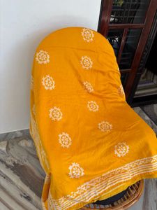 Yellow Cotton chunkidi saree