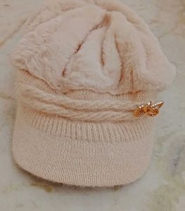 Fuzzy Cream Winter Hat