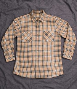Burberry Style Beige Checkered Cotton Shirt