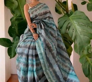 Beautiful Bluish Green& Grey Saree