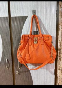 Vibrant Orange Structured Handbag