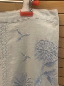 Light Blue Embroidered Midi Skirt