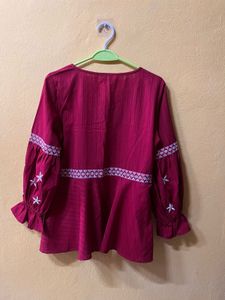 Maroon Embroidered coord set