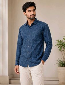 Men's Blue Printed Casual Shirt