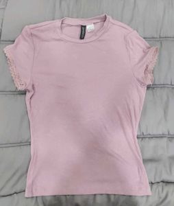 Ribbed Lace-Trimmed Shirt