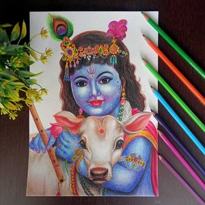 Handmade Lord Krishna Artwork