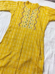 Yellow Embroidered Kurta