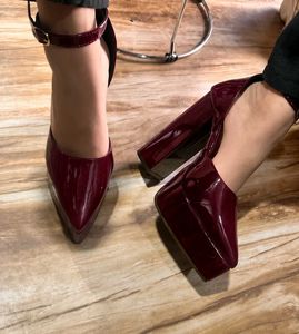 Burgundy Marry Platform Heels