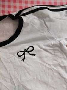 Cute Bow Detail White T-Shirt