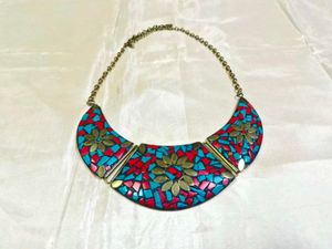 Boho Tribal Mosaic Statement Necklace