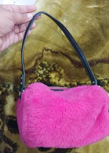 forever 21 Fuzzy Pink Clutch Bag