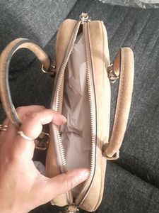 Stylish Tan Suede Satchel/crossbody bag