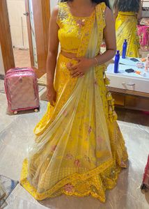 Price Drop- Grand Raw Silk Yellow Lehenga