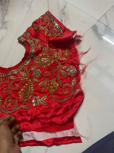 Beautiful Red Lehenga With Semi stitched Blouse