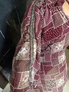Maroon Patchwork Kurta Set