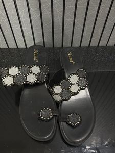 Huma Black Embellished Flats