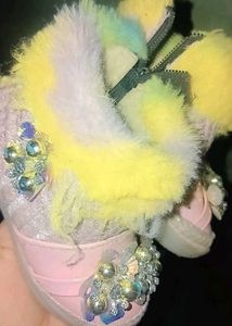 Sparkly Pink Furry Sneakers new