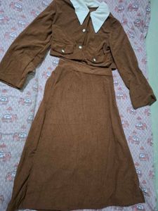Brown Button Co-ord Set