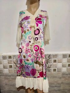 Vibrant Floral Print Dress Size S-M 34"-36"