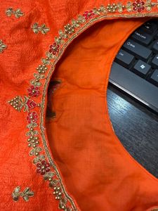 Embroidered Orange Blouse
