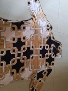 Retro Geometric Print Turtleneck Top