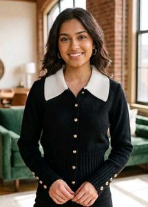 Vintage-Style Collared Cardigan