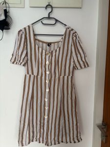 Striped Button-Down Mini Dress