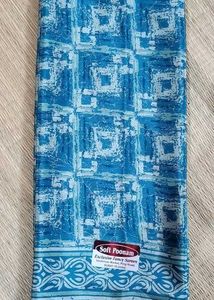 new Elegant Blue Printed Saree No blouse