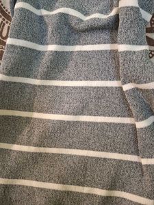 Gray Striped off-shoulder y2k top