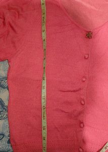 Cute Pink Puff Sleeve Cardigan