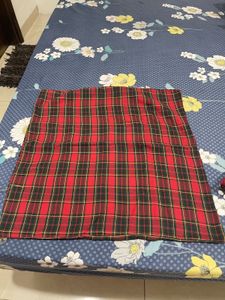 Red Plaid Handloom Cushion Cover