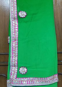 Pure Georgette Gotta-patti work Saree with Blouse
