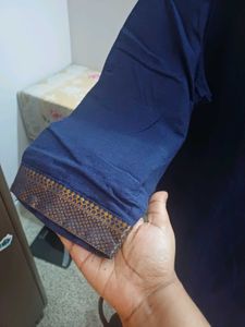 Navy Blue Embroidered Kurta