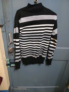 Striped Mock Neck Pullover