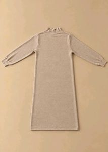 BEIGE HIGH NECK LONG SLEEVE KNIT DRESS