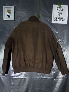 Brown Suede Bomber Jacket