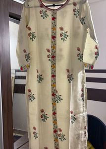 Cream Floral Print Kurta