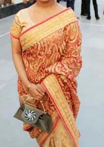 Elegant Pink & Gold Embroidered Saree