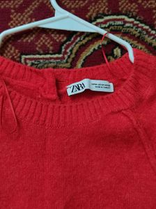 Zara Cozy Red Knit Sweater